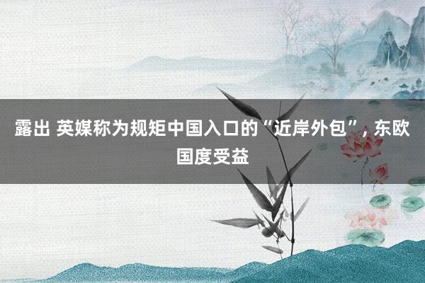 露出 英媒称为规矩中国入口的“近岸外包”， 东欧国度受益