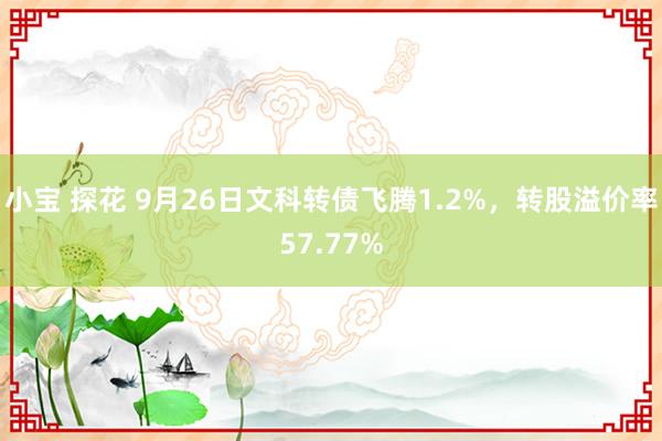 小宝 探花 9月26日文科转债飞腾1.2%，转股溢价率57.77%