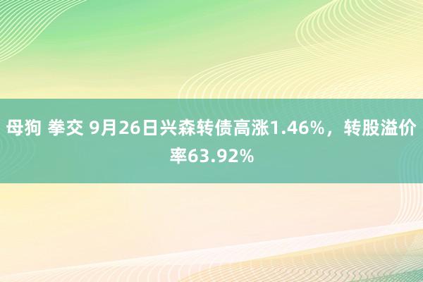 母狗 拳交 9月26日兴森转债高涨1.46%，转股溢价率63.92%