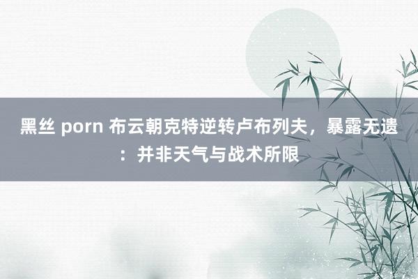 黑丝 porn 布云朝克特逆转卢布列夫，暴露无遗：并非天气与战术所限