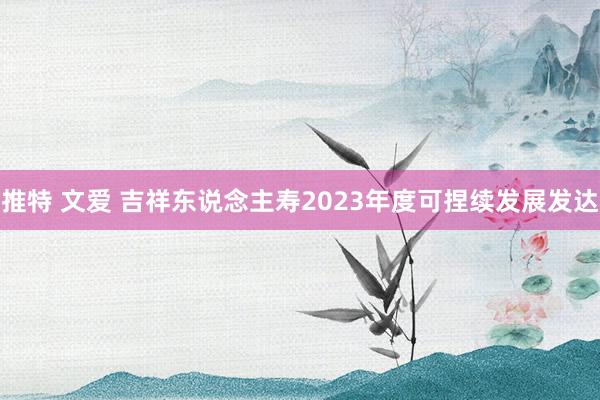 推特 文爱 吉祥东说念主寿2023年度可捏续发展发达