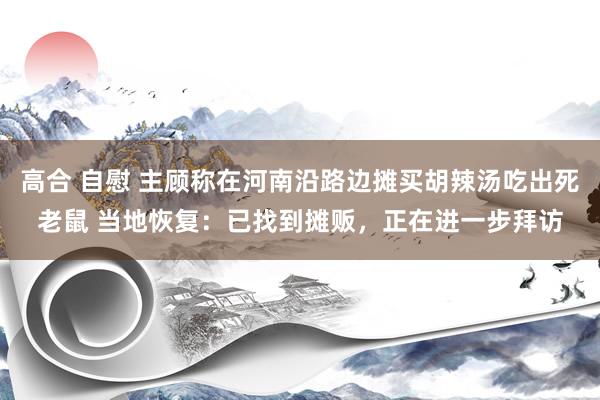 高合 自慰 主顾称在河南沿路边摊买胡辣汤吃出死老鼠 当地恢复：已找到摊贩，正在进一步拜访