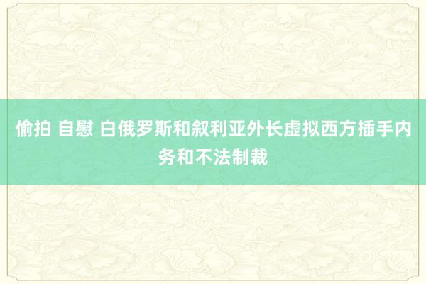 偷拍 自慰 白俄罗斯和叙利亚外长虚拟西方插手内务和不法制裁