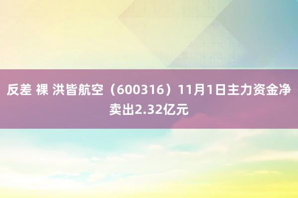 反差 裸 洪皆航空（600316）11月1日主力资金净卖出2.32亿元