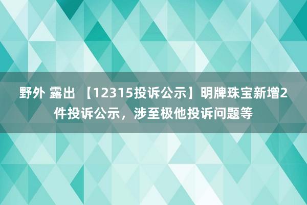 野外 露出 【12315投诉公示】明牌珠宝新增2件投诉公示，涉至极他投诉问题等