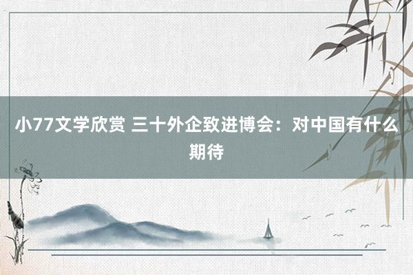 小77文学欣赏 三十外企致进博会：对中国有什么期待