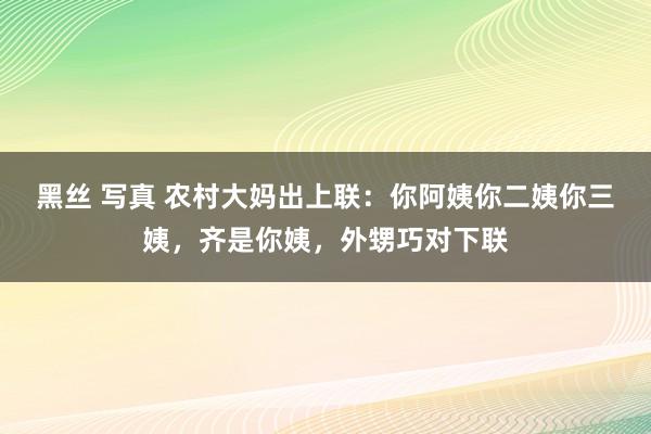 黑丝 写真 农村大妈出上联：你阿姨你二姨你三姨，齐是你姨，外甥巧对下联