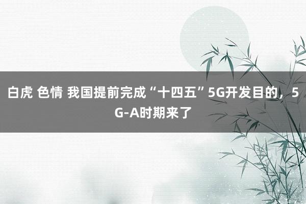 白虎 色情 我国提前完成“十四五”5G开发目的，5G-A时期来了