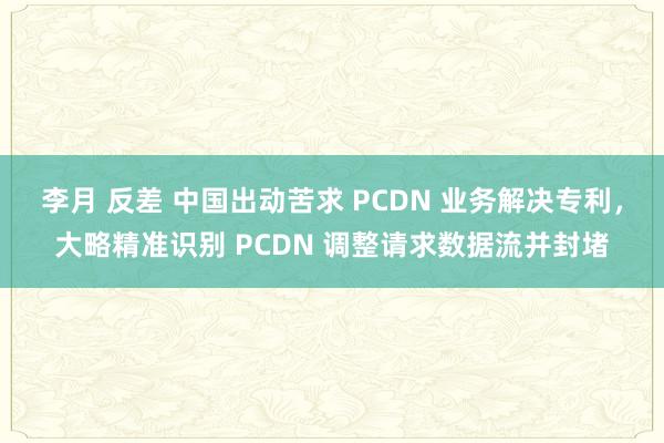 李月 反差 中国出动苦求 PCDN 业务解决专利，大略精准识别 PCDN 调整请求数据流并封堵