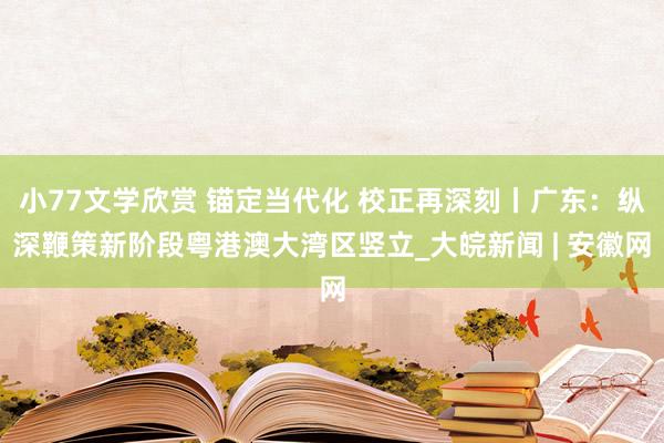 小77文学欣赏 锚定当代化 校正再深刻丨广东：纵深鞭策新阶段粤港澳大湾区竖立_大皖新闻 | 安徽网