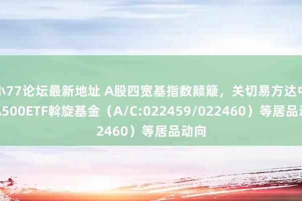 小77论坛最新地址 A股四宽基指数颠簸，关切易方达中证A500ETF斡旋基金（A/C:022459/022460）等居品动向