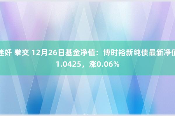 迷奸 拳交 12月26日基金净值：博时裕新纯债最新净值1.0425，涨0.06%