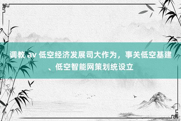 调教 av 低空经济发展司大作为，事关低空基建、低空智能网策划统设立