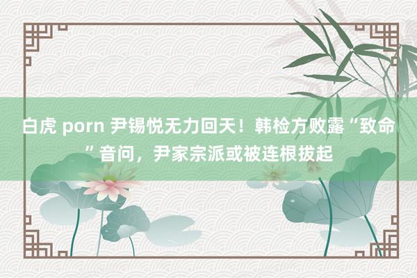 白虎 porn 尹锡悦无力回天！韩检方败露“致命”音问，尹家宗派或被连根拔起