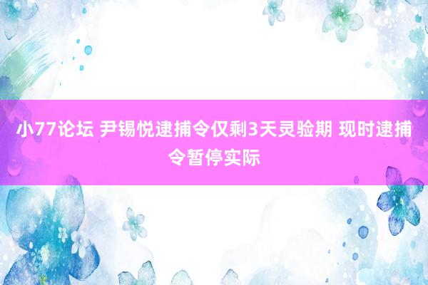 小77论坛 尹锡悦逮捕令仅剩3天灵验期 现时逮捕令暂停实际