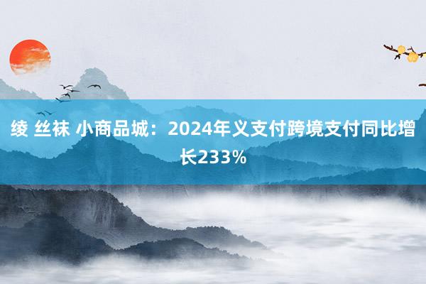 绫 丝袜 小商品城：2024年义支付跨境支付同比增长233%