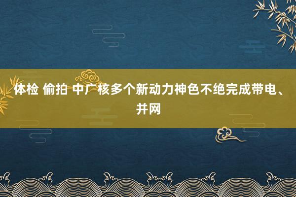 体检 偷拍 中广核多个新动力神色不绝完成带电、并网