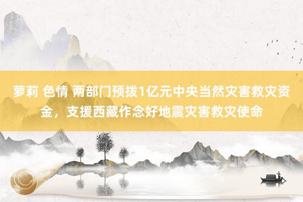 萝莉 色情 两部门预拨1亿元中央当然灾害救灾资金，支援西藏作念好地震灾害救灾使命