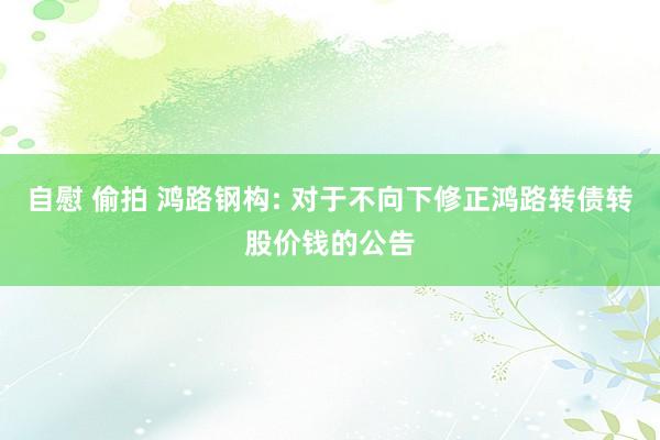 自慰 偷拍 鸿路钢构: 对于不向下修正鸿路转债转股价钱的公告