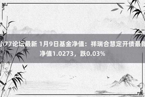 小77论坛最新 1月9日基金净值：祥瑞合慧定开债最新净值1.0273，跌0.03%