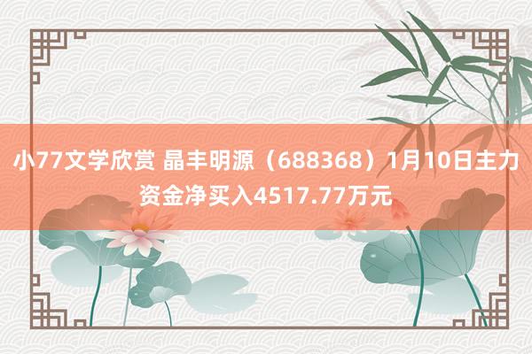 小77文学欣赏 晶丰明源（688368）1月10日主力资金净买入4517.77万元