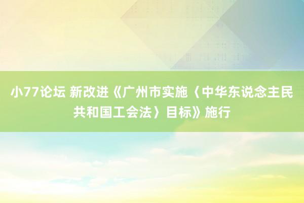 小77论坛 新改进《广州市实施〈中华东说念主民共和国工会法〉目标》施行