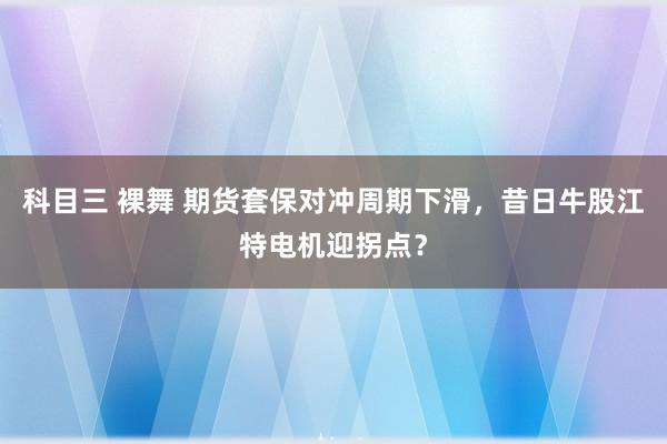 科目三 裸舞 期货套保对冲周期下滑，昔日牛股江特电机迎拐点？