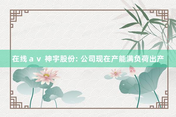 在线ａｖ 神宇股份: 公司现在产能满负荷出产